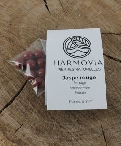 Perles Jaspe Rouge 8mm sur fil 40cm